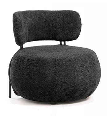 כורסא מעוגלת רגלי ברזל בד בוקלה אפור דגם ריי