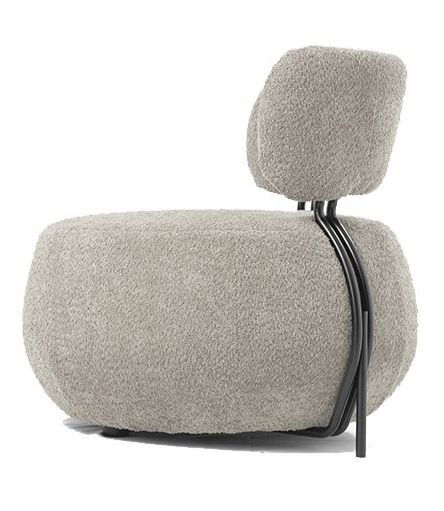 כורסא מעוגלת רגלי ברזל בד בוקלה בז דגם ריי