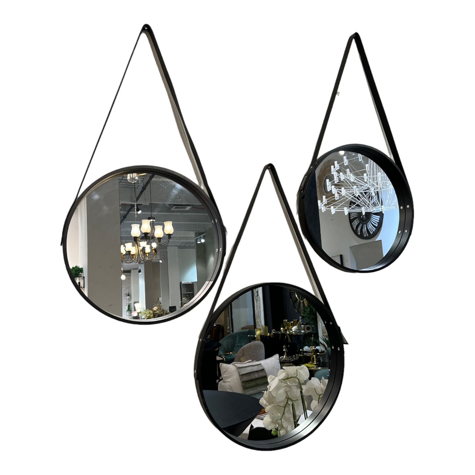 מראה רצועות עור שחורה מראה רצועות עור שחורה