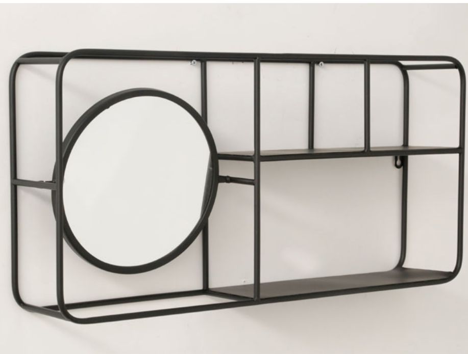 נישת מתכת + מראה בצבע שחור נישת מתכת + מראה בצבע שחור