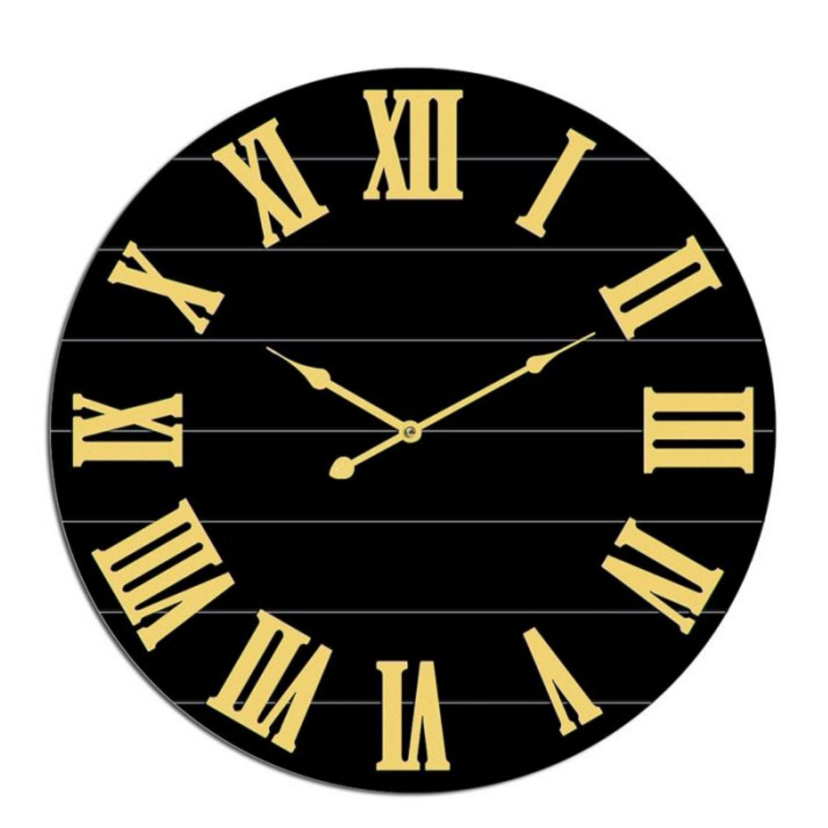 שעון קיר עץ מחוגים זהב MANLOLAL