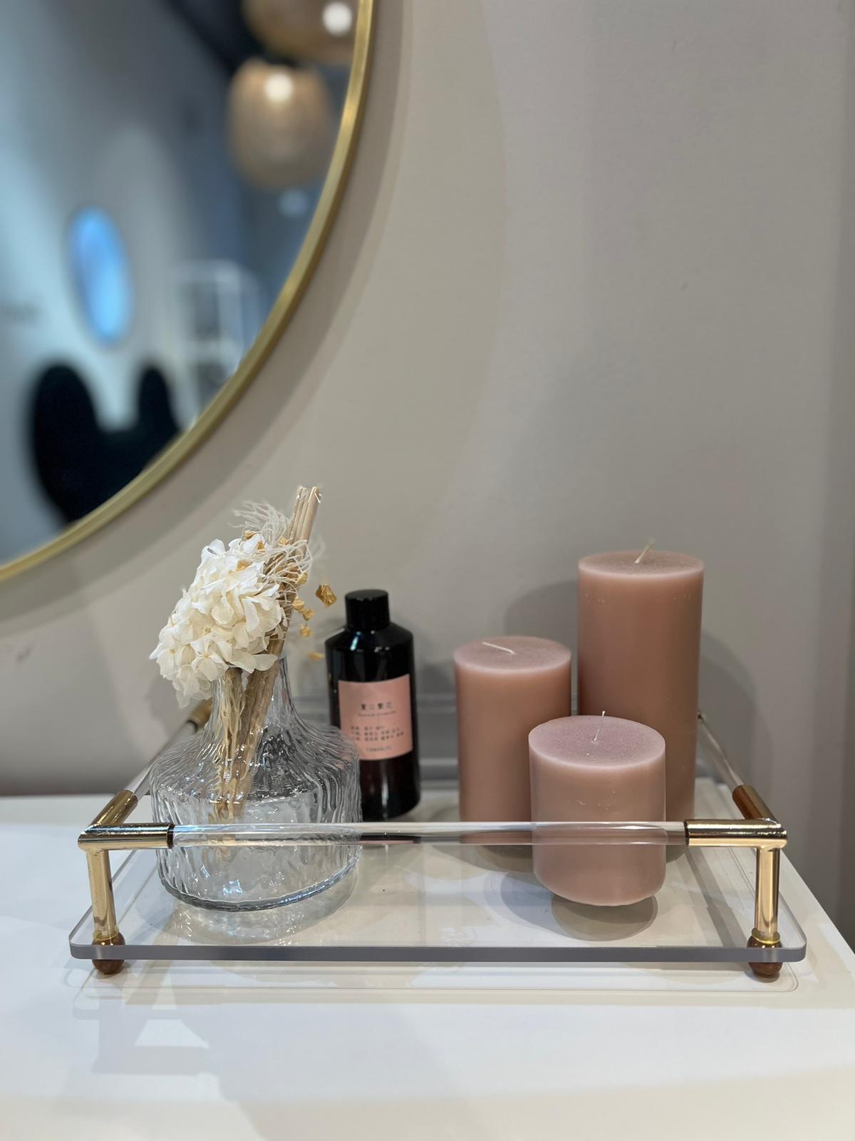 מגש אקרילי פסים זהב קטן דגם איקו