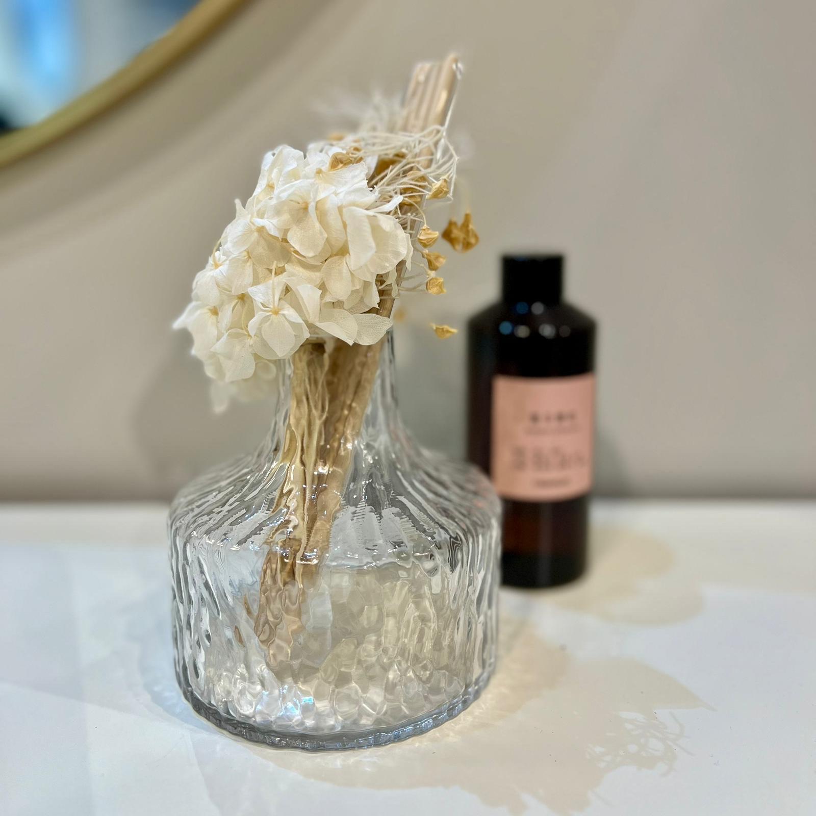 בקבוק מפיץ ריח פרחים לבנים דגם איקו בקבוק מפיץ ריח פרחים לבנים דגם איקו