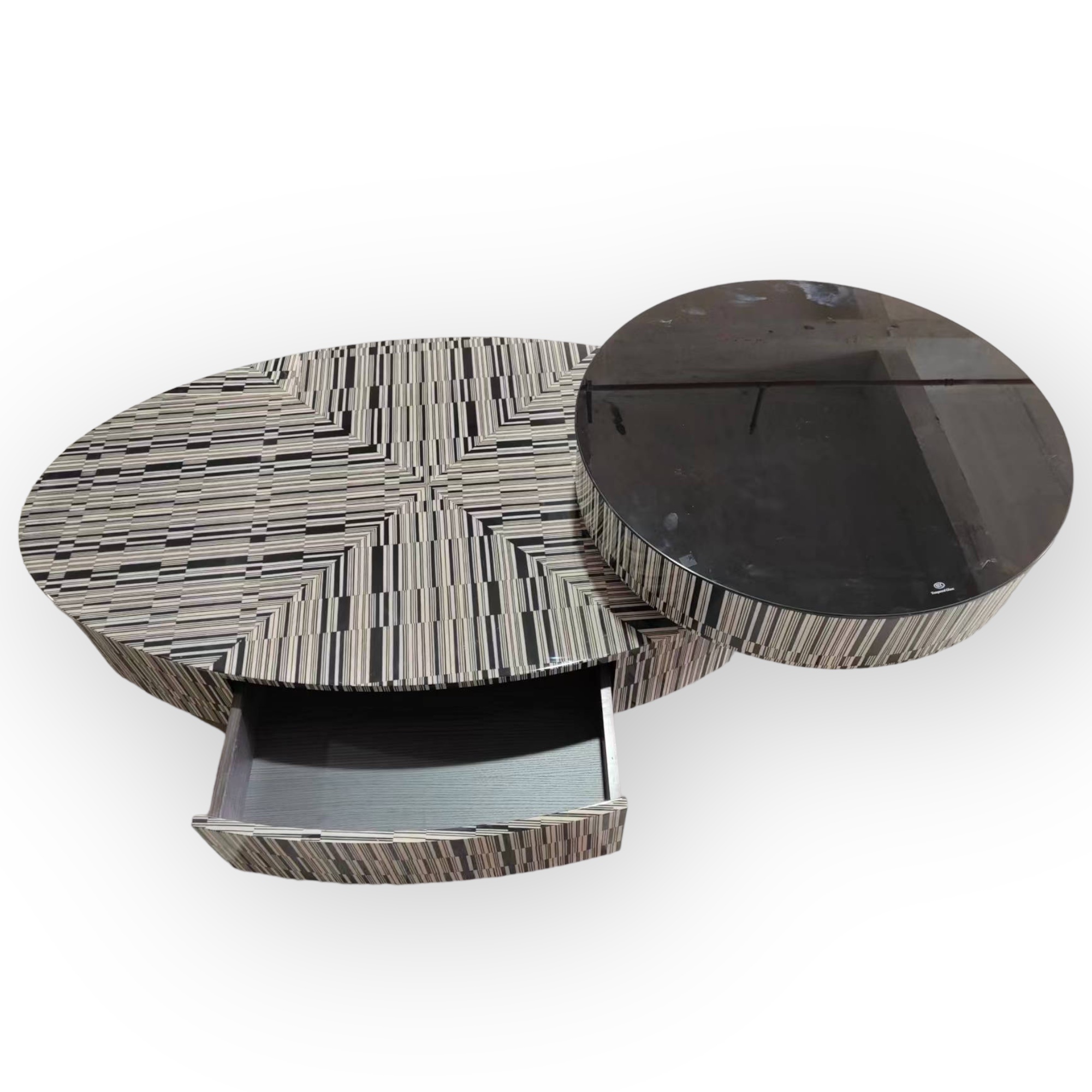 שולחן סלון אובלי 2 קומות זברה דגם קימי