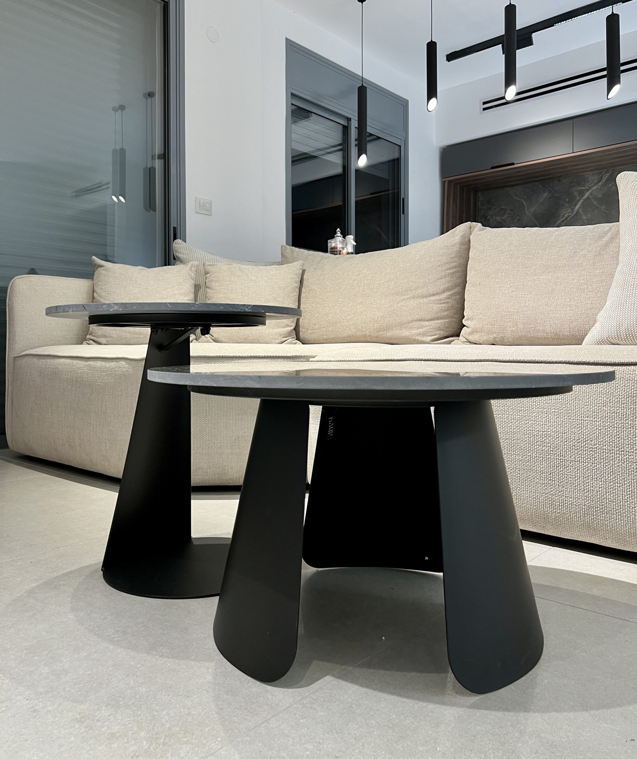 סט שולחנות סלון עגולים דגם איקו מרבל שחור photo number 6