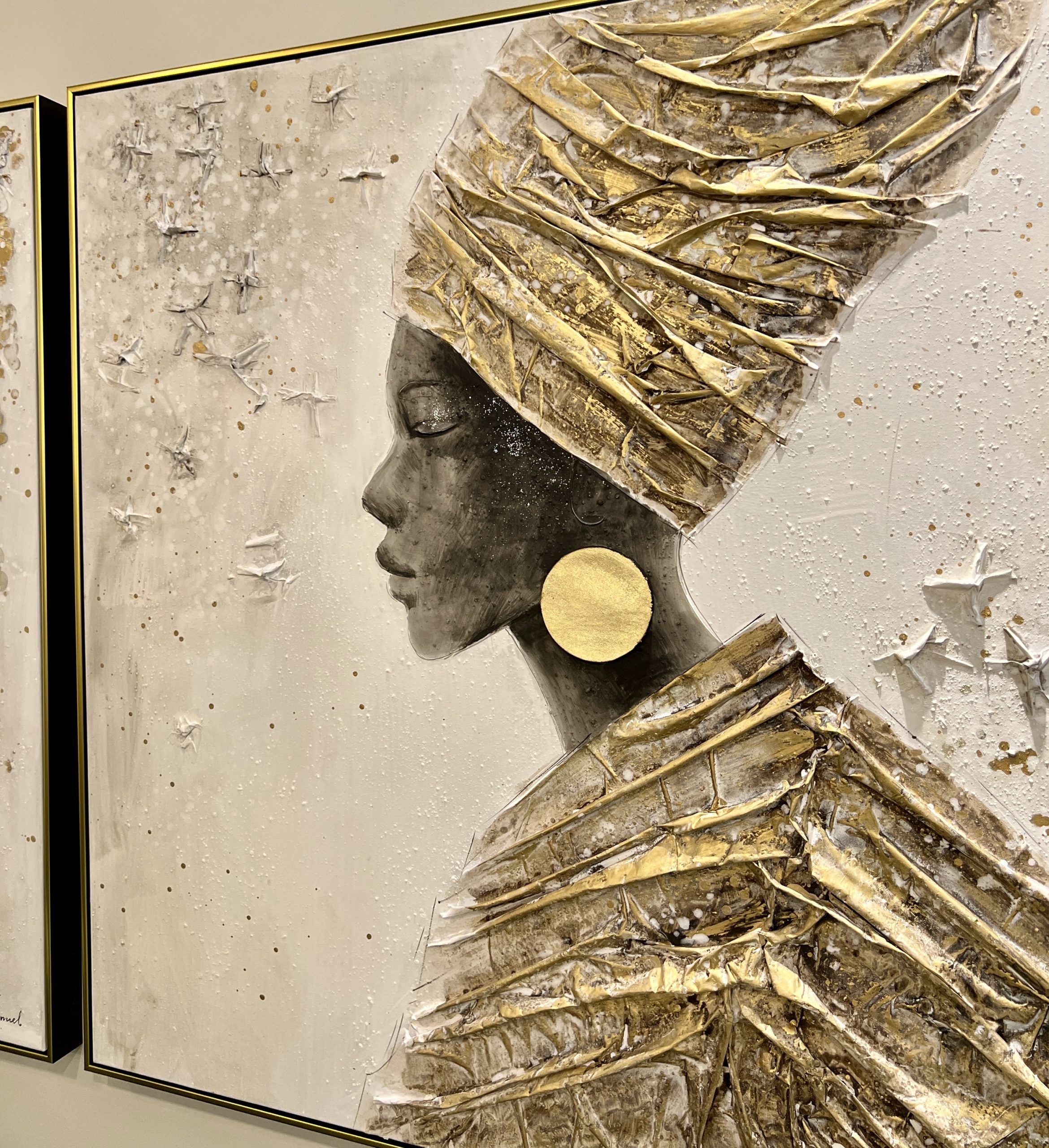 תמונת שמן אפריקאית בשילוב הדפסה אנאל עם מסגרת תמונת שמן אפריקאית בשילוב הדפסה אנאל עם מסגרת