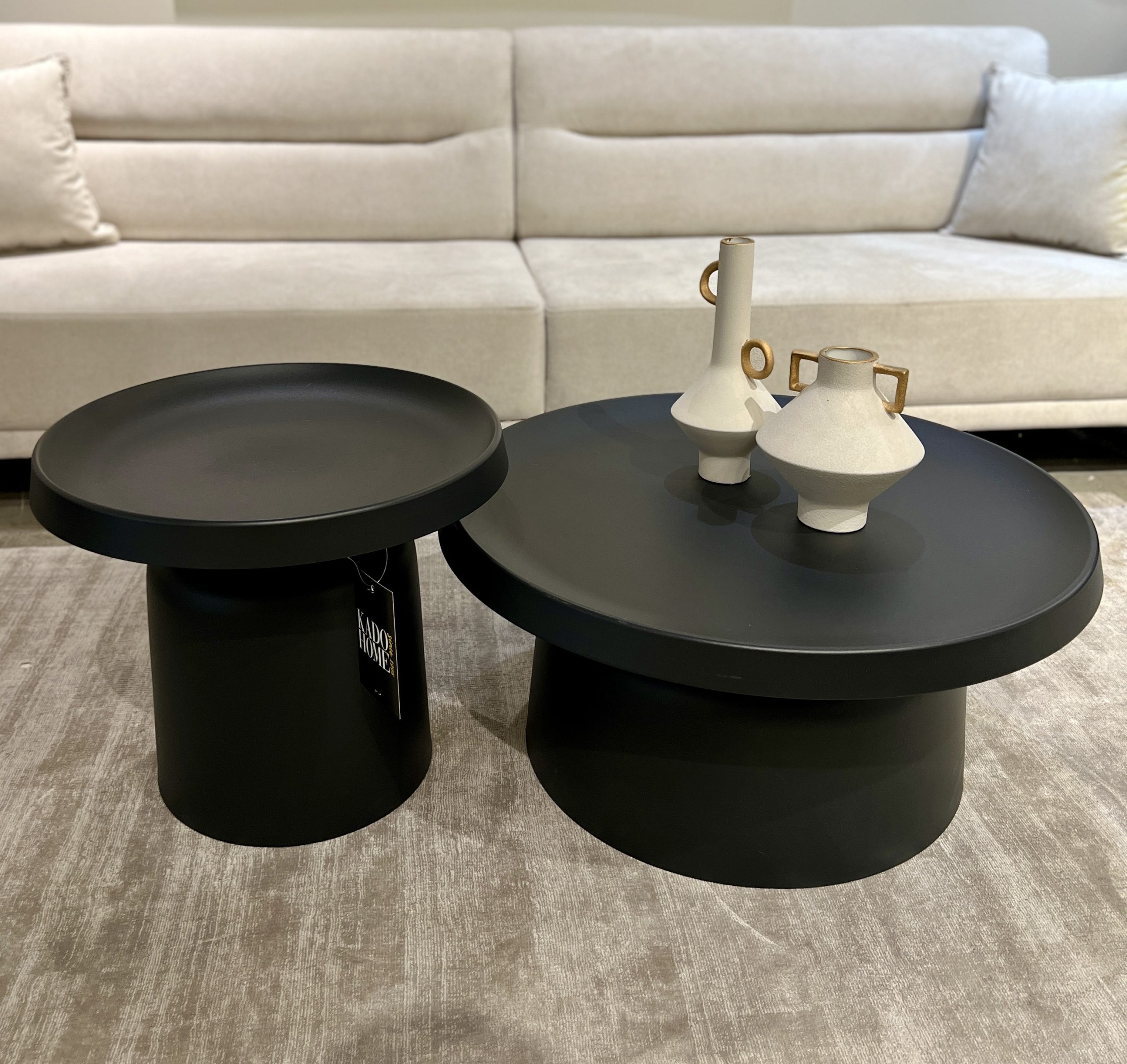 סט שולחנות סלון עגולים קלין בלק דגם קימי סט שולחנות סלון עגולים קלין בלק דגם קימי