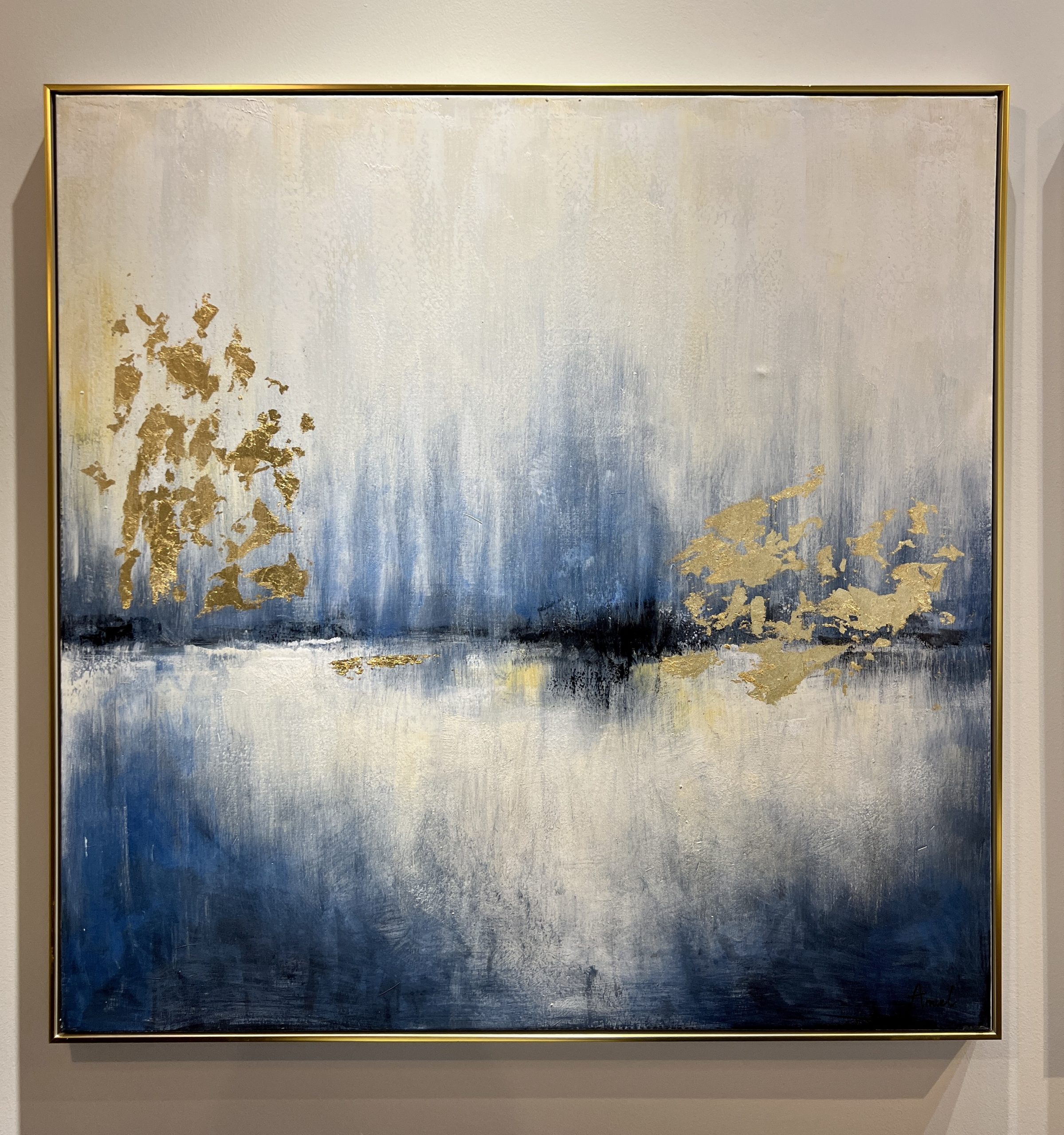 תמונת שמן אנאל מופשטת בשילוב הדפסה עם מסגרת תמונת שמן אנאל מופשטת בשילוב הדפסה עם מסגרת