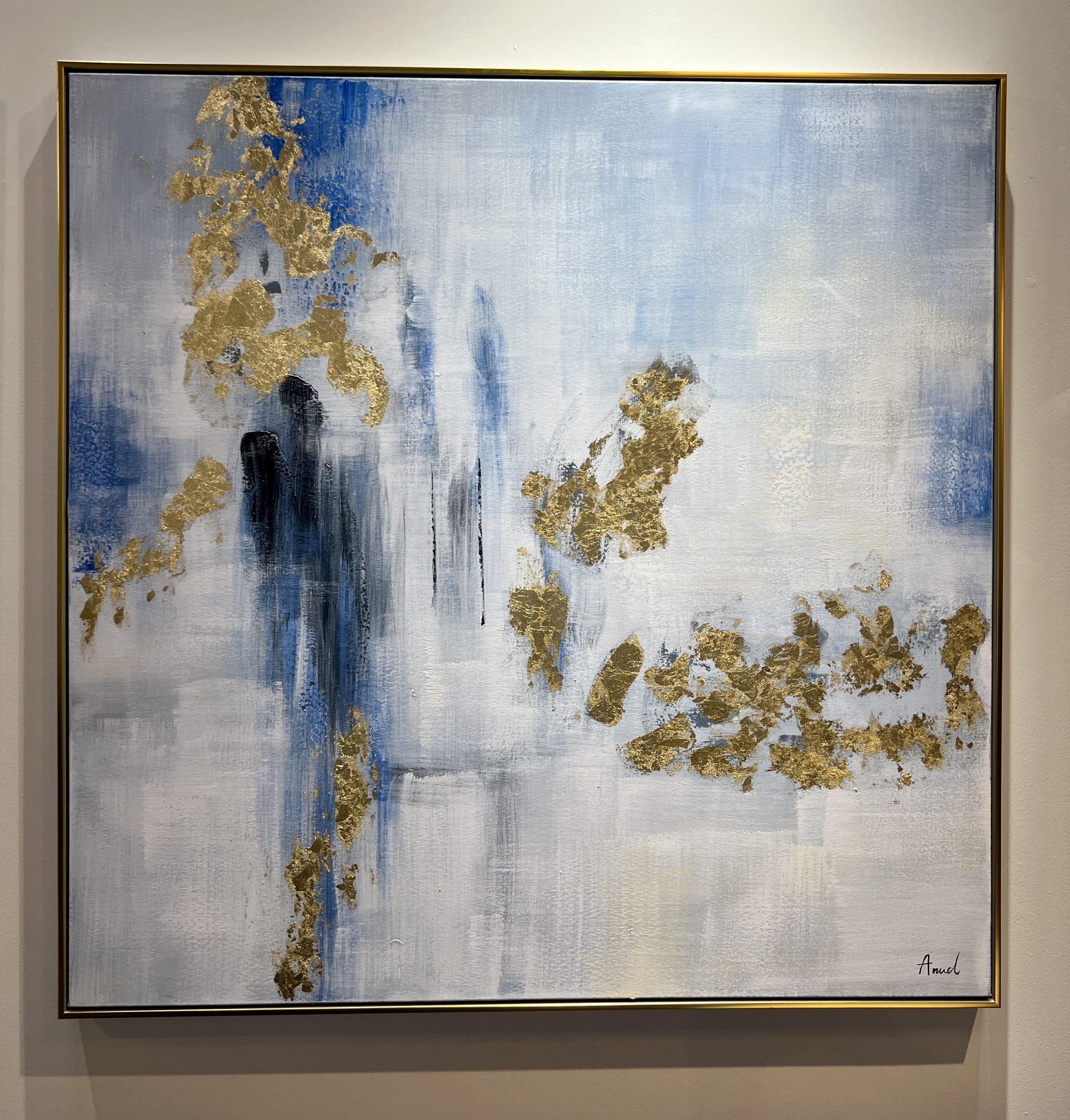 תמונת שמן אנאל מופשטת בשילוב הדפסה עם מסגרת תמונת שמן אנאל מופשטת בשילוב הדפסה עם מסגרת