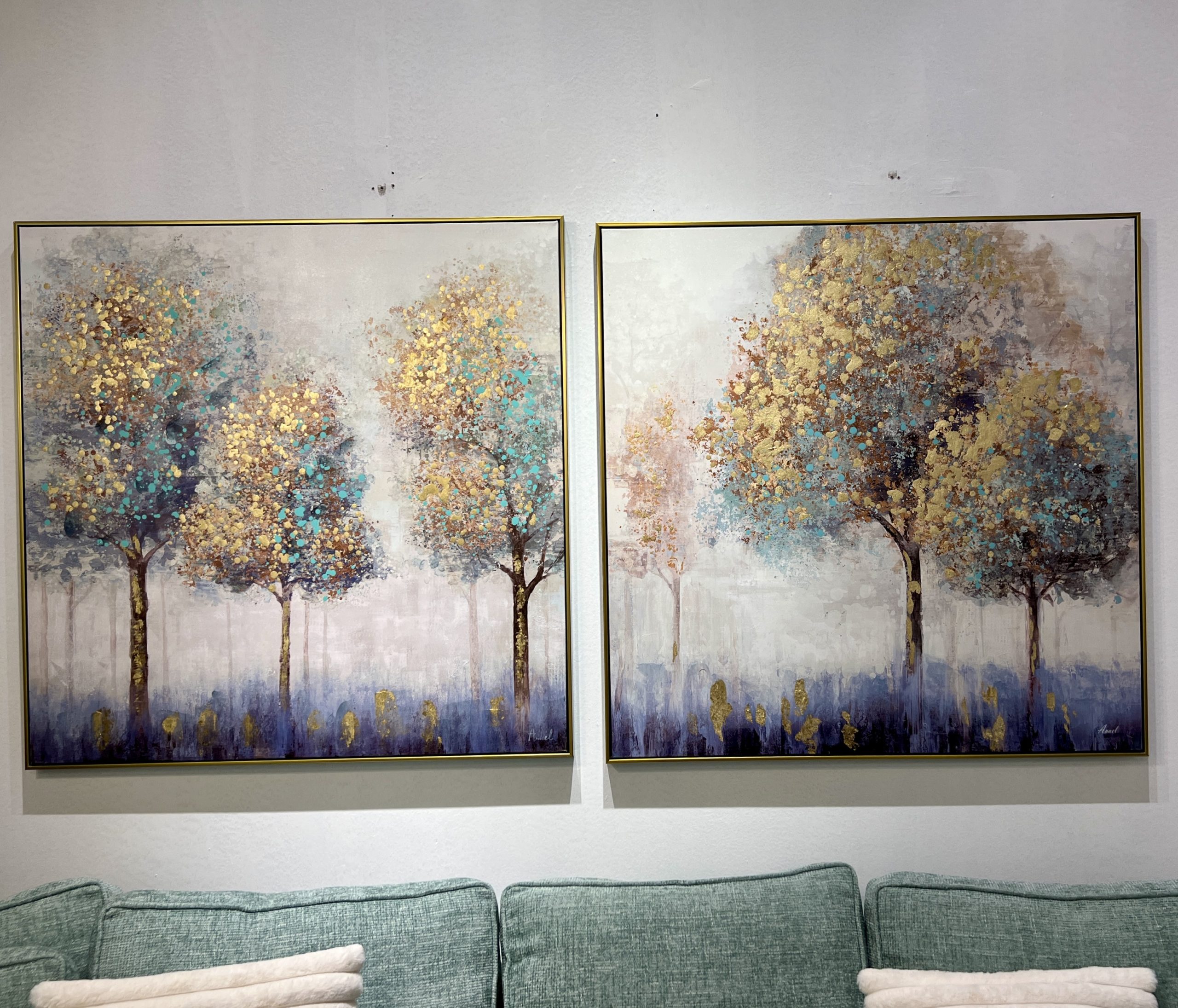 תמונת שמן עצים בשילוב הדפסה אנאל עם מסגרת