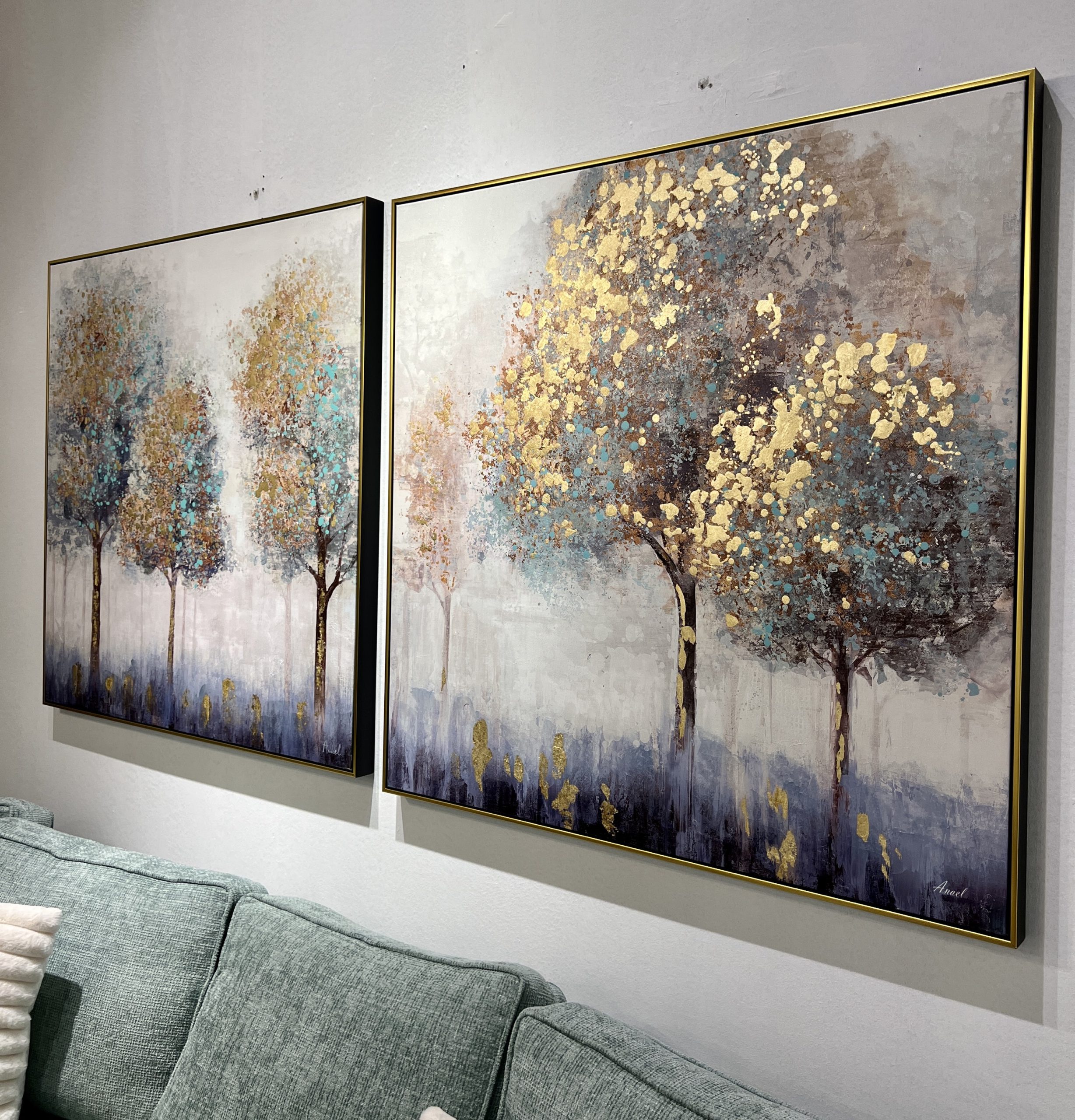 תמונת שמן עצים בשילוב הדפסה אנאל עם מסגרת