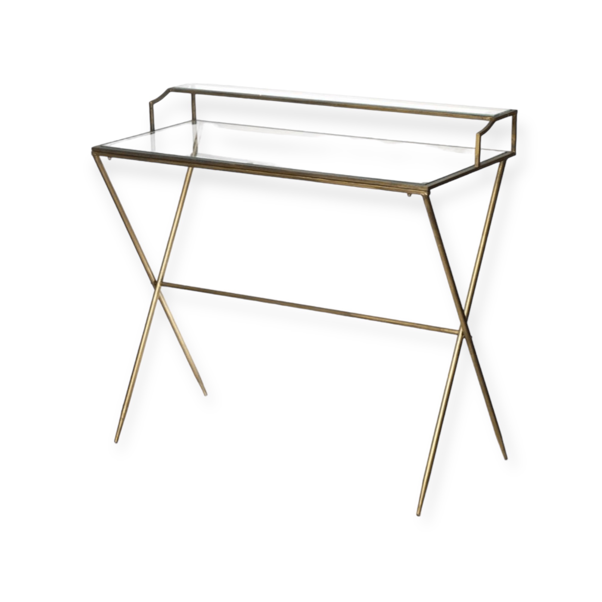 שולחן כתיבה זכוכית וזהב מושחר מתצוגה! שולחן כתיבה זכוכית וזהב מושחר מתצוגה!