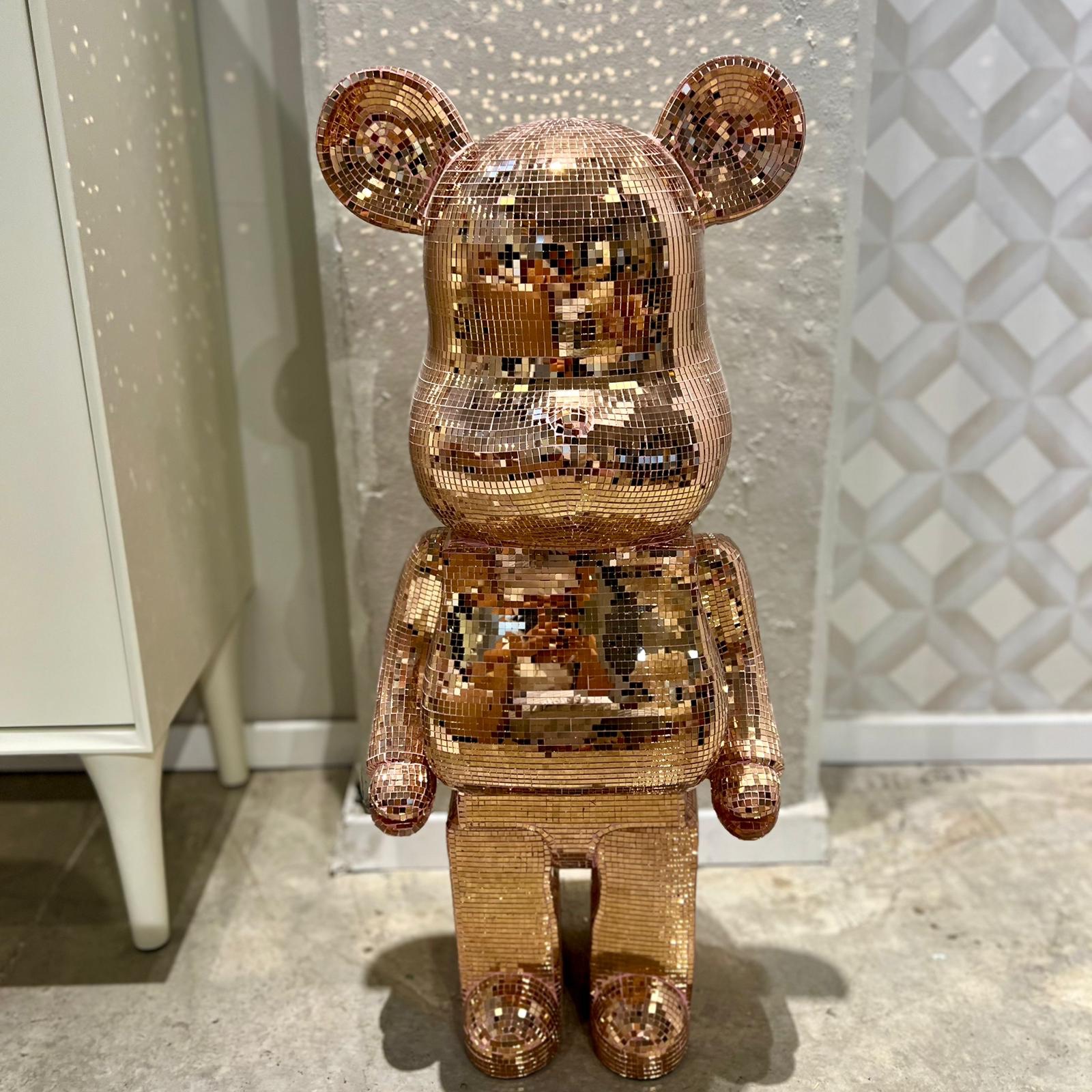 פסל דובי מעוצב פסיפס זהב אדום דגם איקו