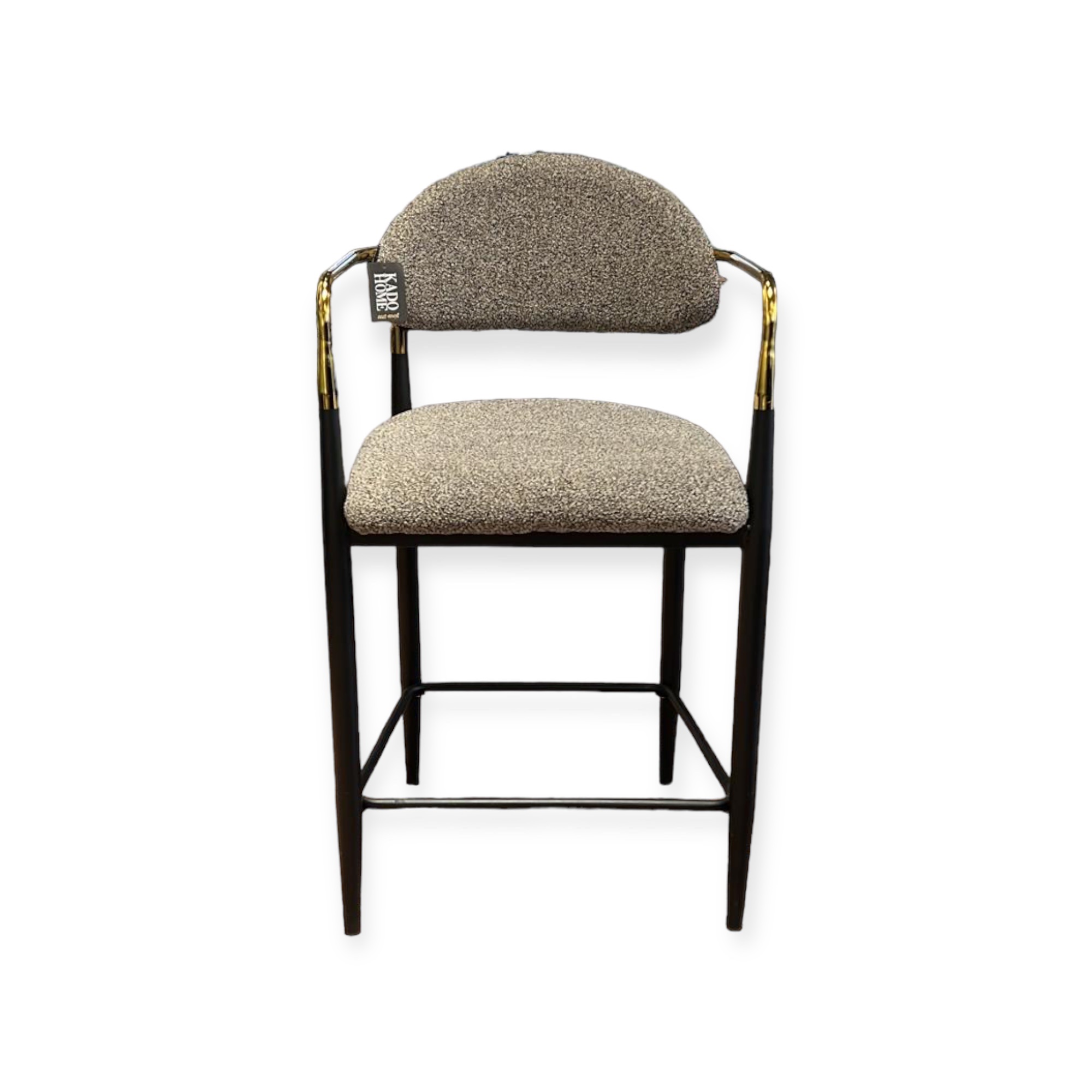 כסא בר דגם מודרן קימי ידיות זהב רגליים שחור בוקלה בז כסא בר דגם מודרן קימי ידיות זהב רגליים שחור בוקלה בז