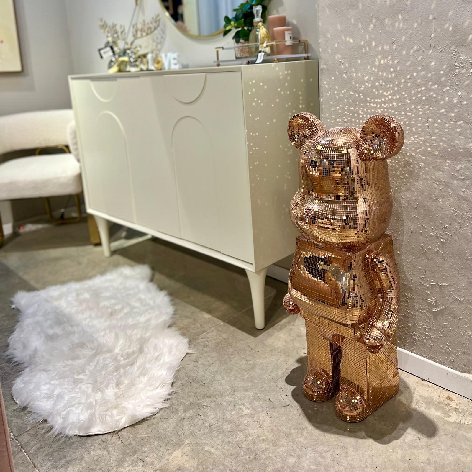 פסל דובי מעוצב פסיפס זהב אדום דגם איקו