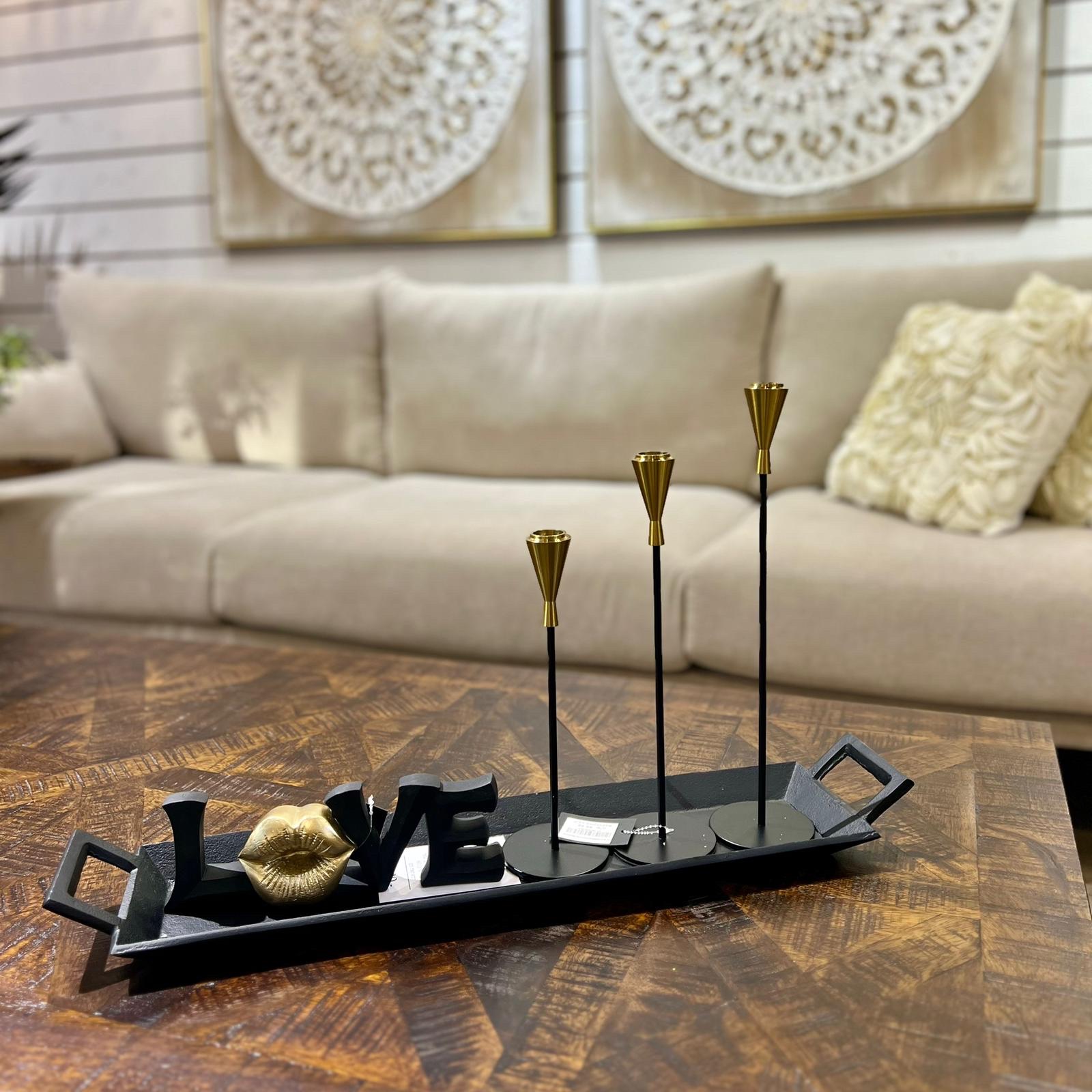 סט 3 פמוטים אקרילי שחור זהב דגם איקו סט 3 פמוטים אקרילי שחור זהב דגם איקו