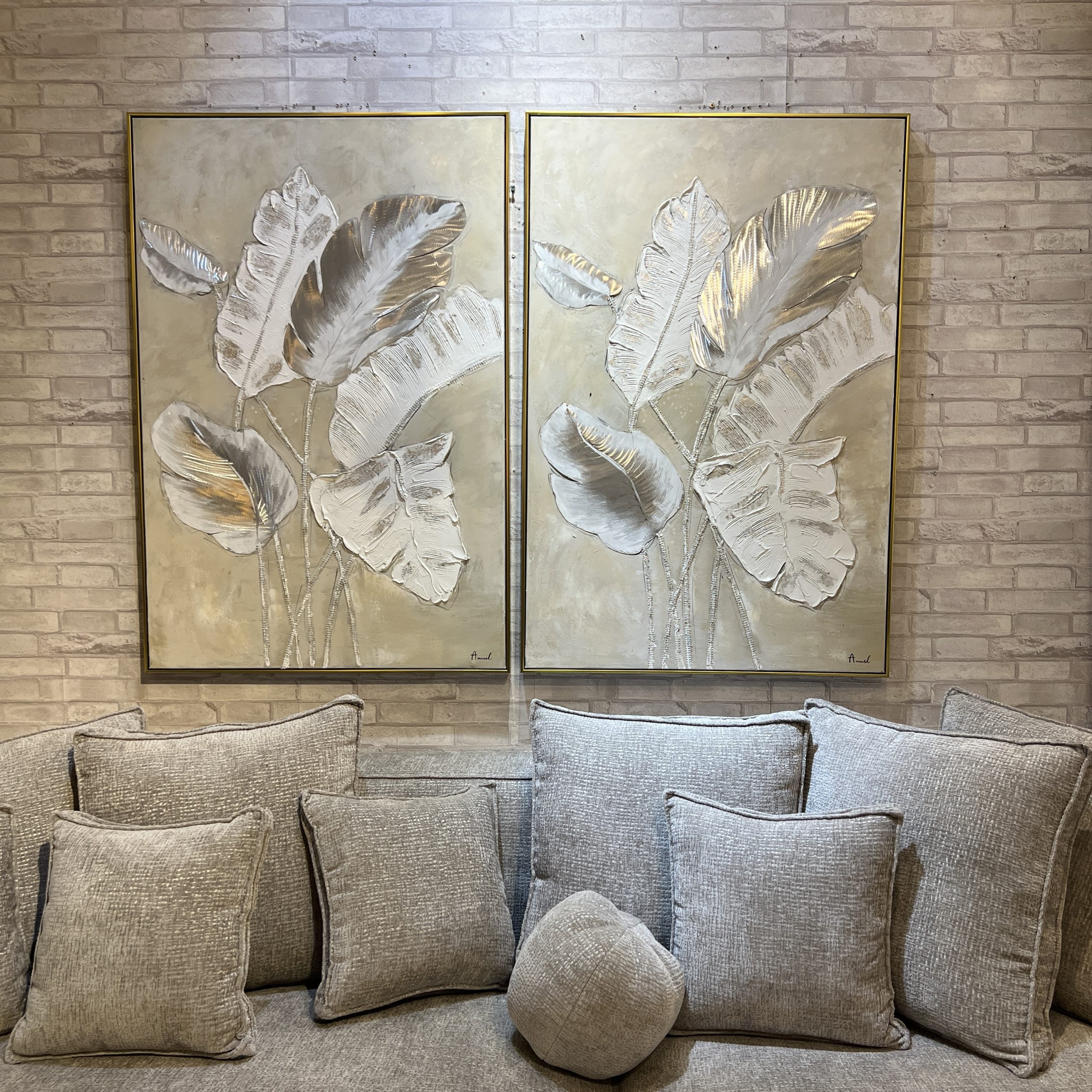 תמונת שמן עלים בשילוב הדפסה אנאל עם מסגרת תמונת שמן עלים בשילוב הדפסה אנאל עם מסגרת