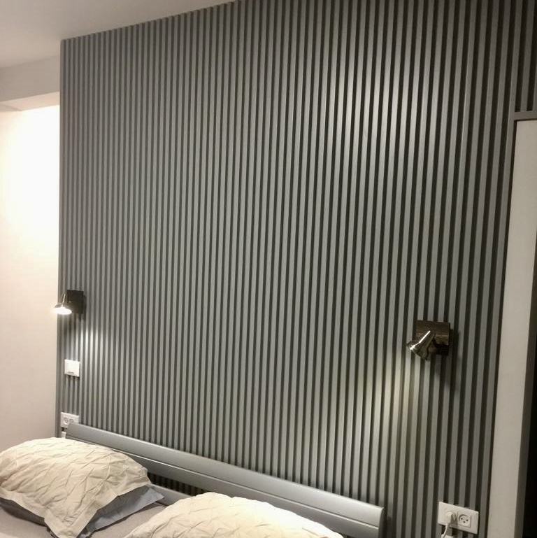 חיפוי קיר פסים פולימרי אפור בטון M2038-94 במבצע! photo number 5