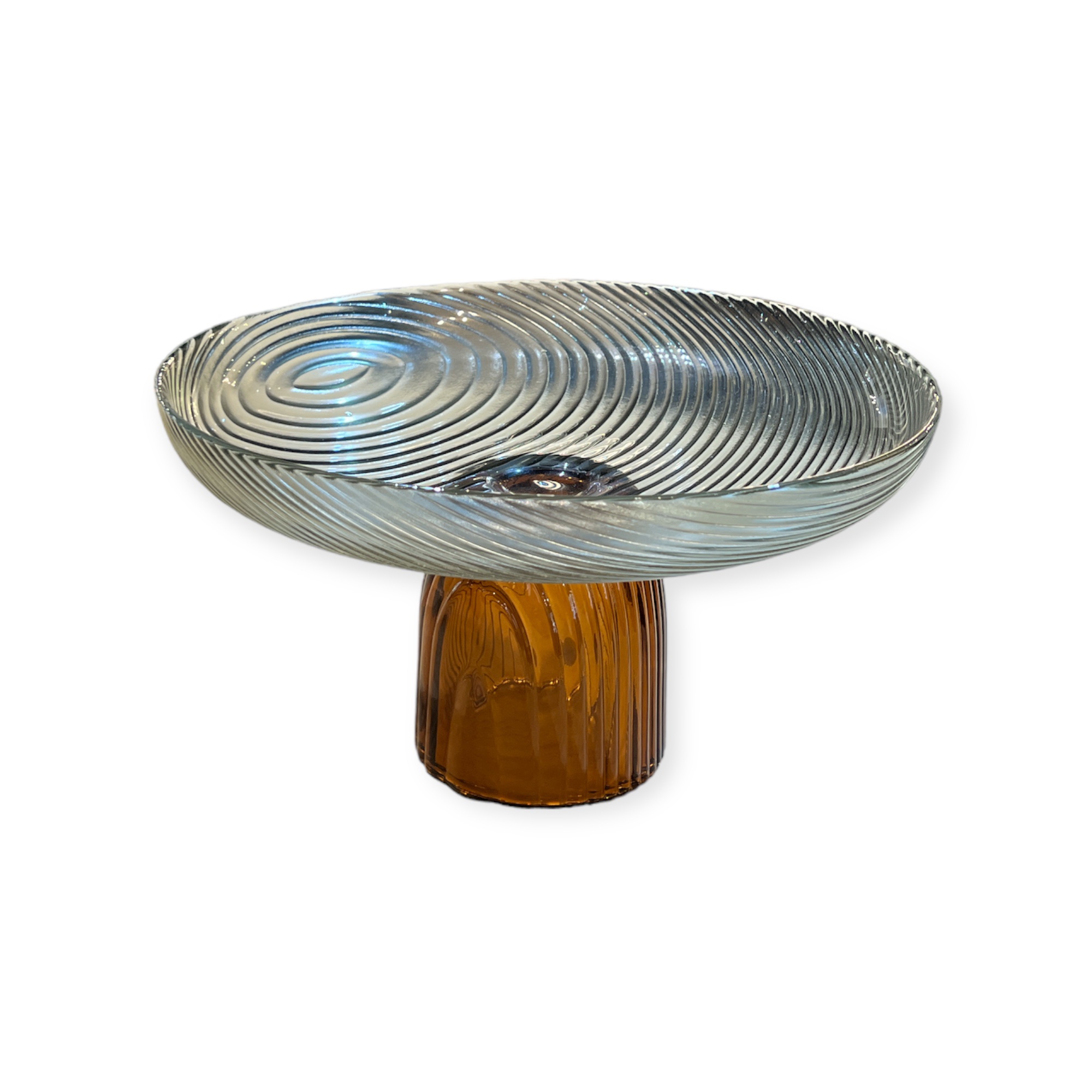 קערת זכוכית על רגל זכוכית גבוה כחול/אמבר דגם אליס קערת זכוכית על רגל זכוכית גבוה כחול/אמבר דגם אליס