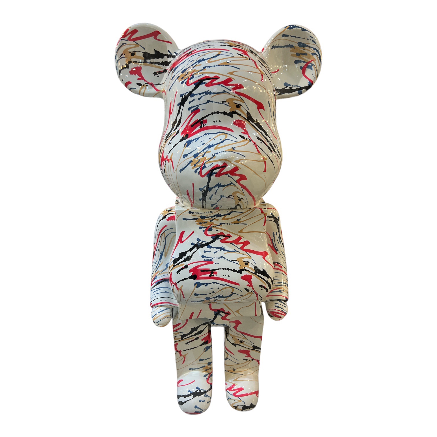 פסל דובי צבעוני מעוצב ענק לבן ורוד דגם איקו