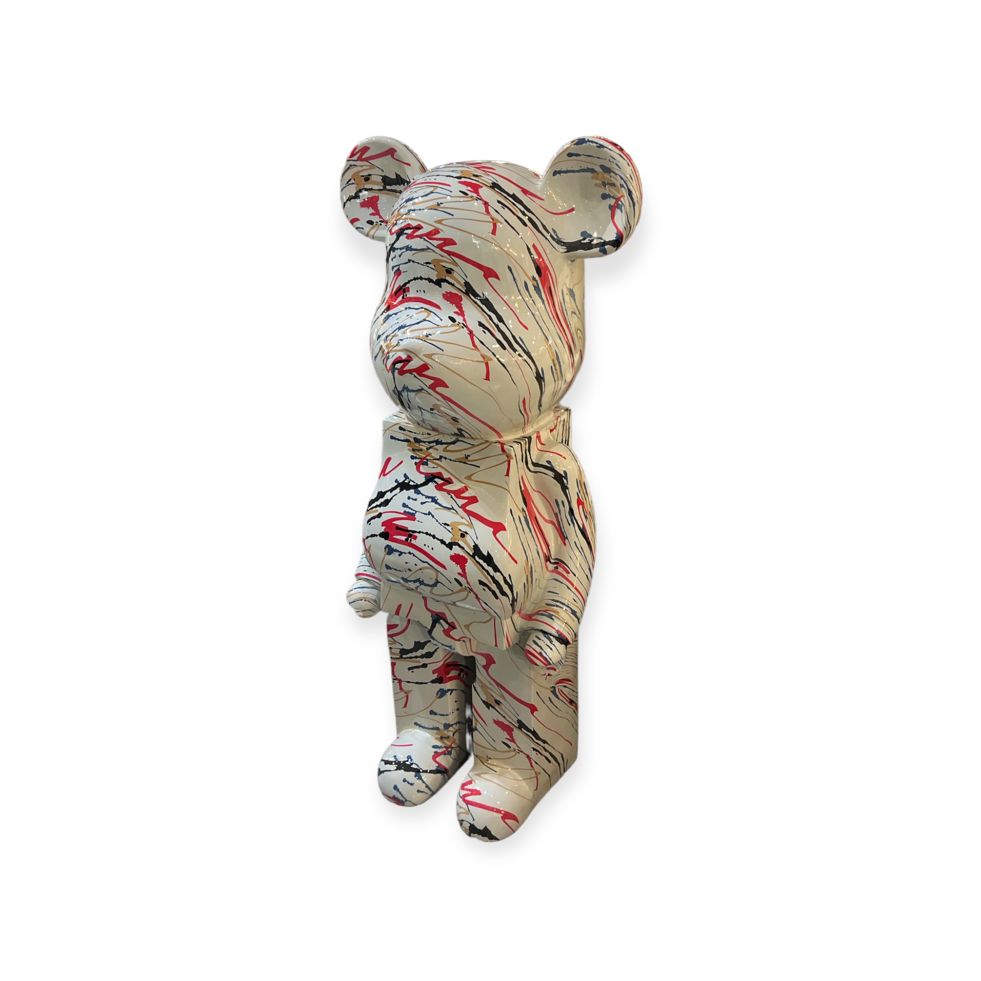 פסל דובי צבעוני מעוצב ענק לבן ורוד דגם איקו