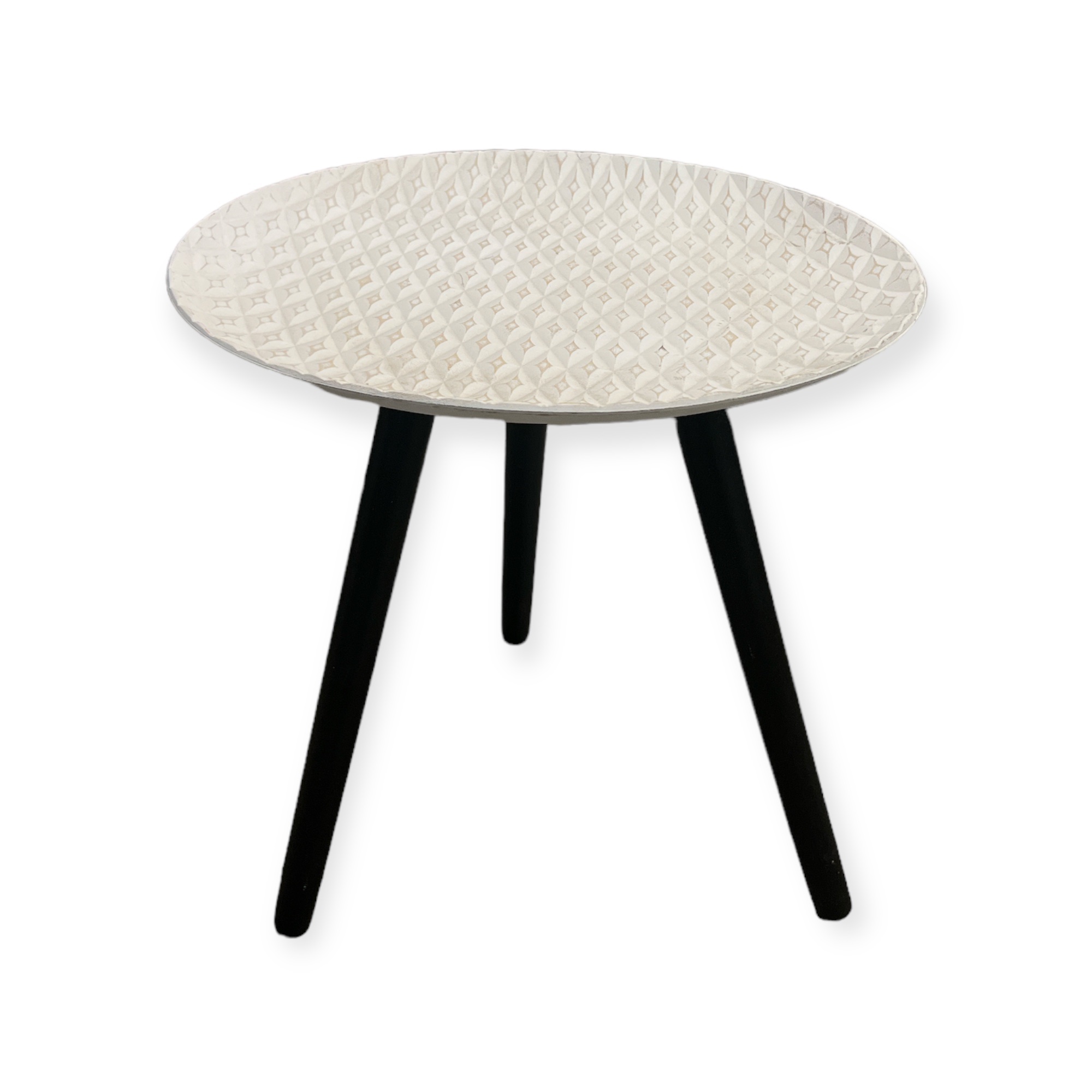 שולחן צד לבן רגל שחורה