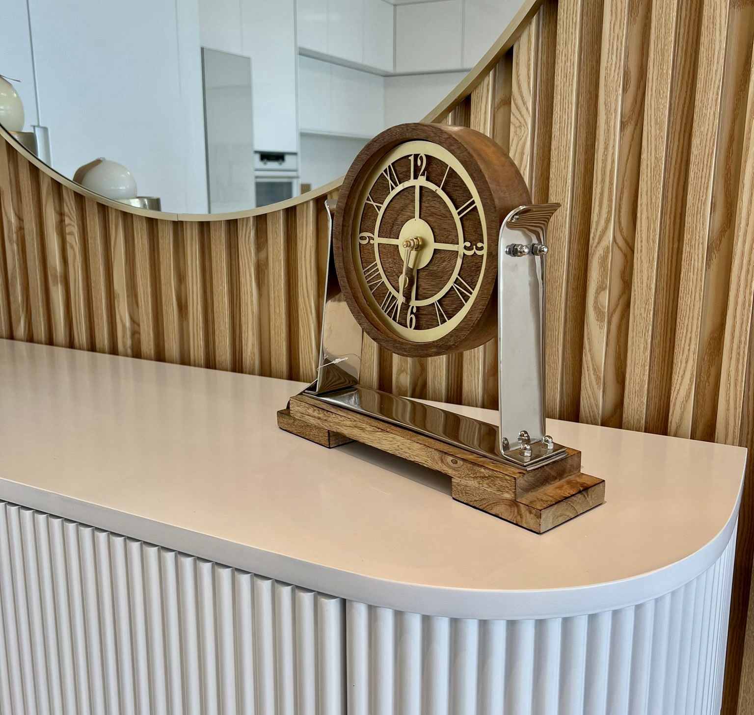 שעון שולחני עץ טבעי מסגרת זהב מעמד כסף עץ שעון שולחני עץ טבעי מסגרת זהב מעמד כסף עץ