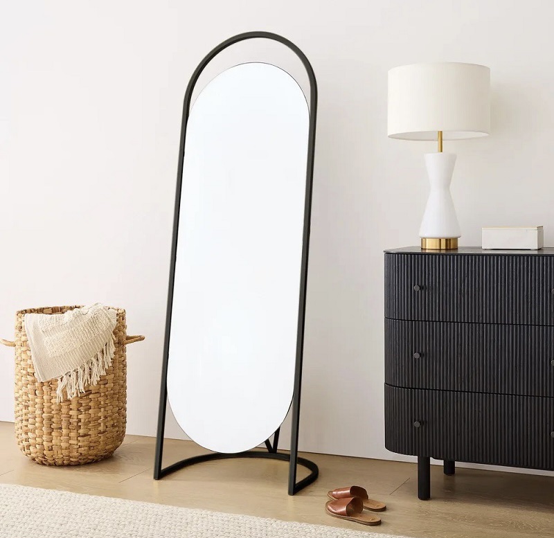 מראה גוף אובאלית במלבן עם רגל דגם שחם מראה גוף אובאלית במלבן עם רגל דגם שחם