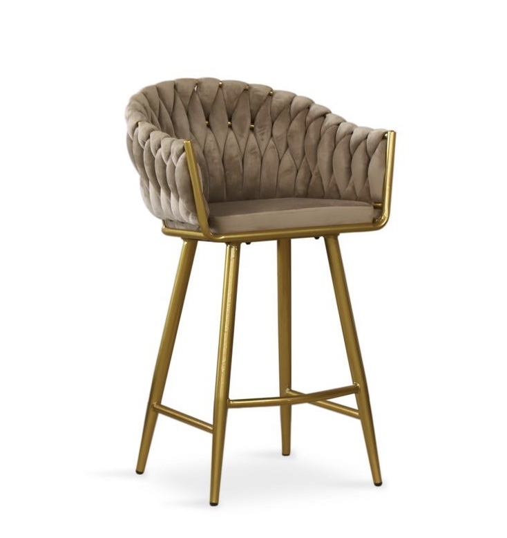 כיסא בר דגם ליאו מוקה רגל זהב כיסא בר דגם ליאו מוקה רגל זהב