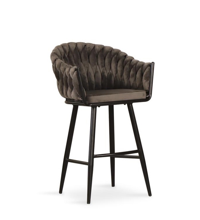 כיסא בר דגם ליאו חום רגל שחורה כיסא בר דגם ליאו חום רגל שחורה