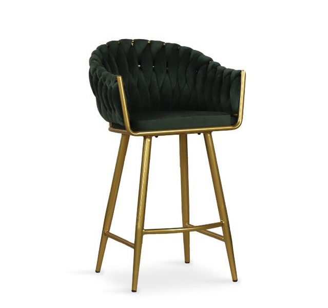 כיסא בר דגם ליאו ירוק זית רגל זהב כיסא בר דגם ליאו ירוק זית רגל זהב