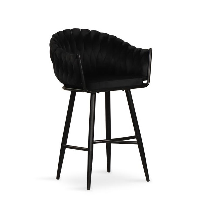 כיסא בר דגם ליאו שחור רגל שחורה כיסא בר דגם ליאו שחור רגל שחורה