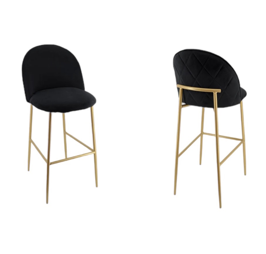 כיסא בר דגם רויאל קטיפה שחור רגל זהב כיסא בר דגם רויאל קטיפה שחור רגל זהב