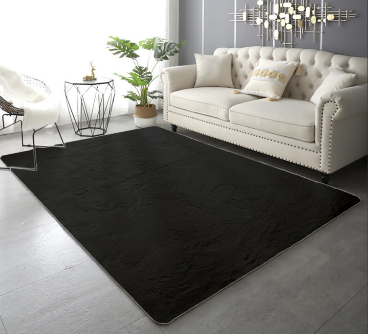 שטיח פרווה שחור דגם אסף שטיח פרווה שחור דגם אסף
