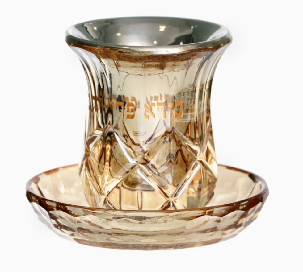 כוס קידוש ותחתית קריסטל ציפוי זהב כוס קידוש ותחתית קריסטל ציפוי זהב