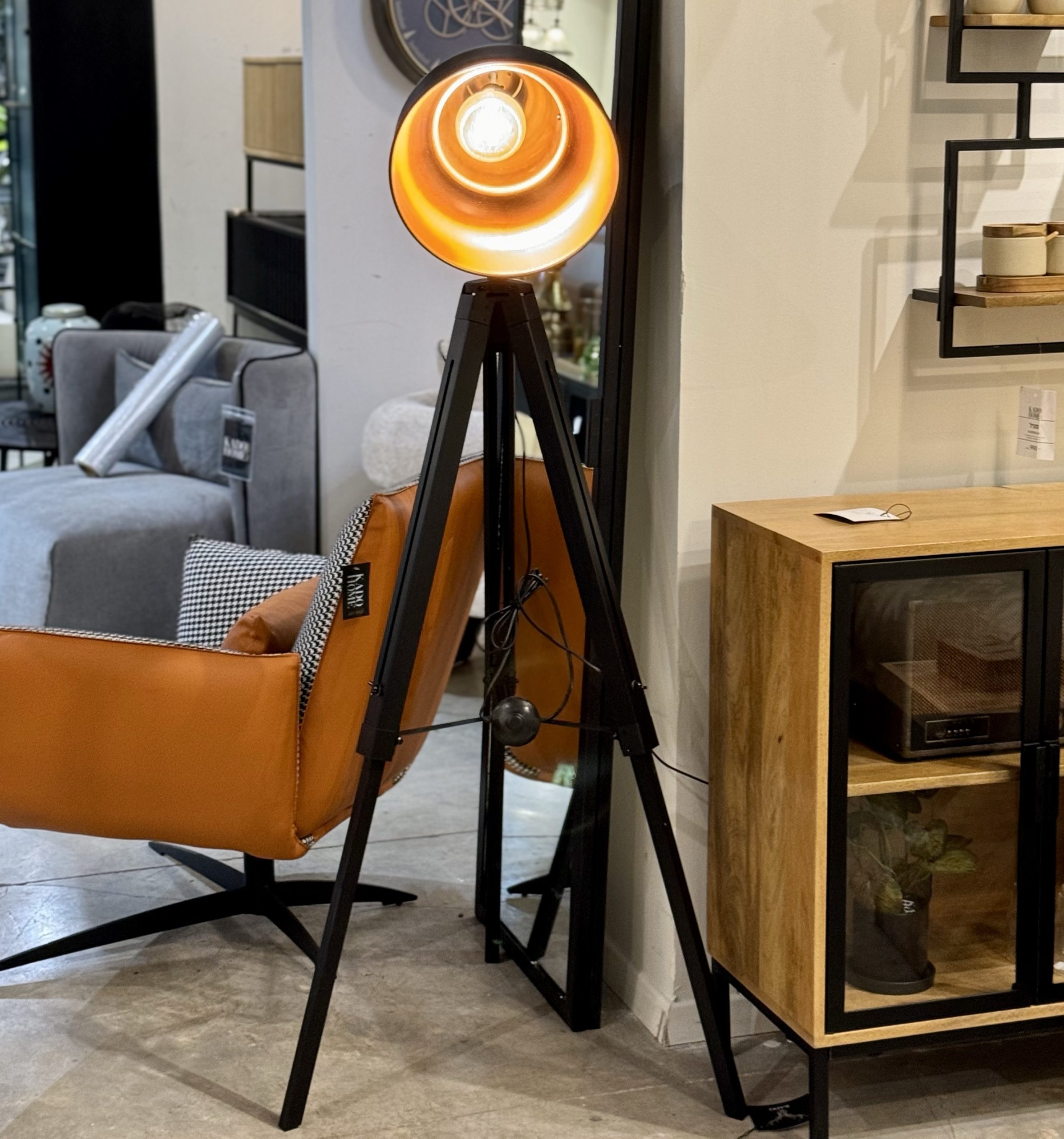 מנורה רצפה שחורה אהיל ברזל שחור דגם אליס מנורה רצפה שחורה אהיל ברזל שחור דגם אליס