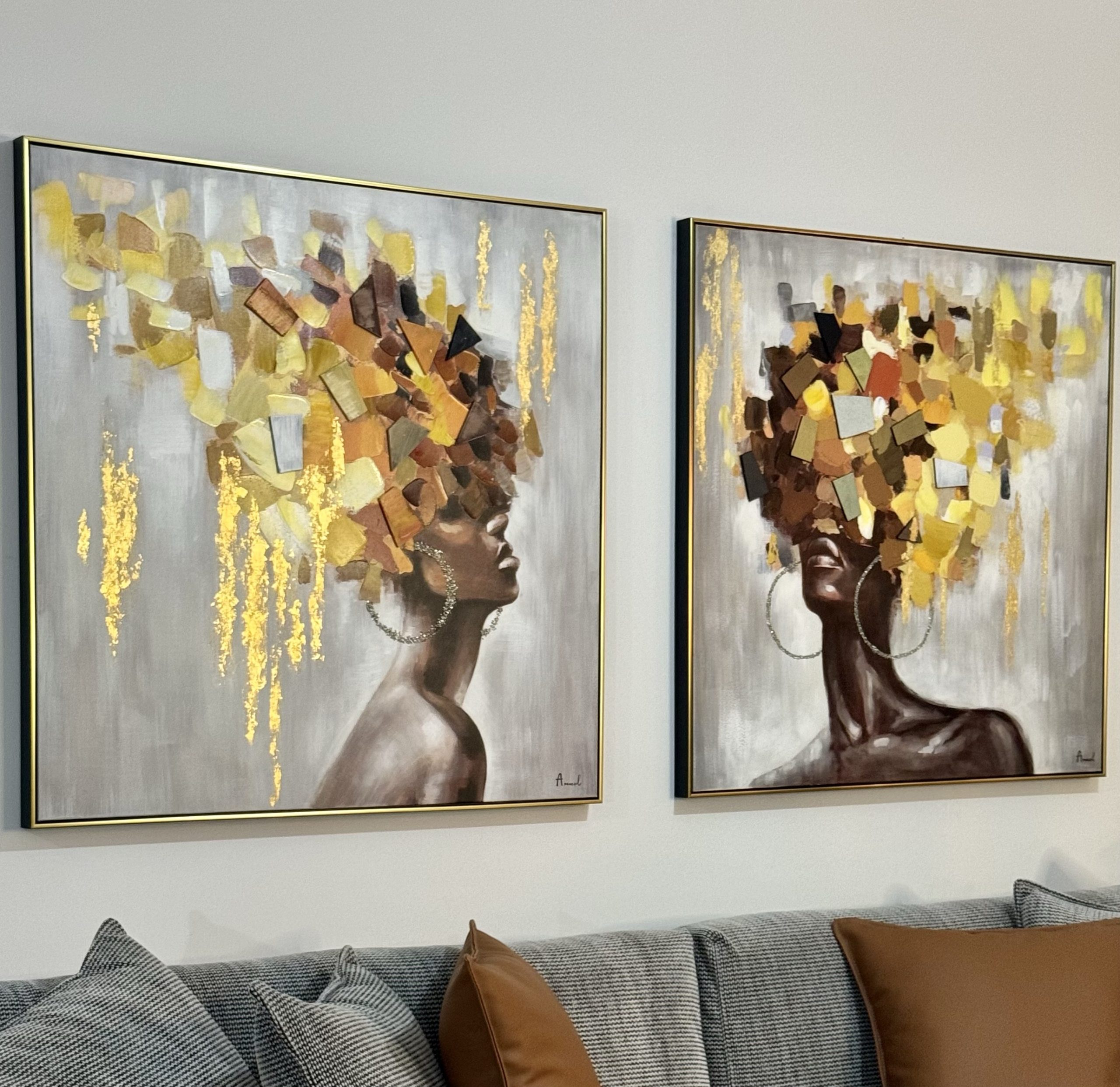 תמונת שמן בשילוב הדפסה ראש אישה גווני כתום עם מסגרת תמונת שמן בשילוב הדפסה ראש אישה גווני כתום עם מסגרת