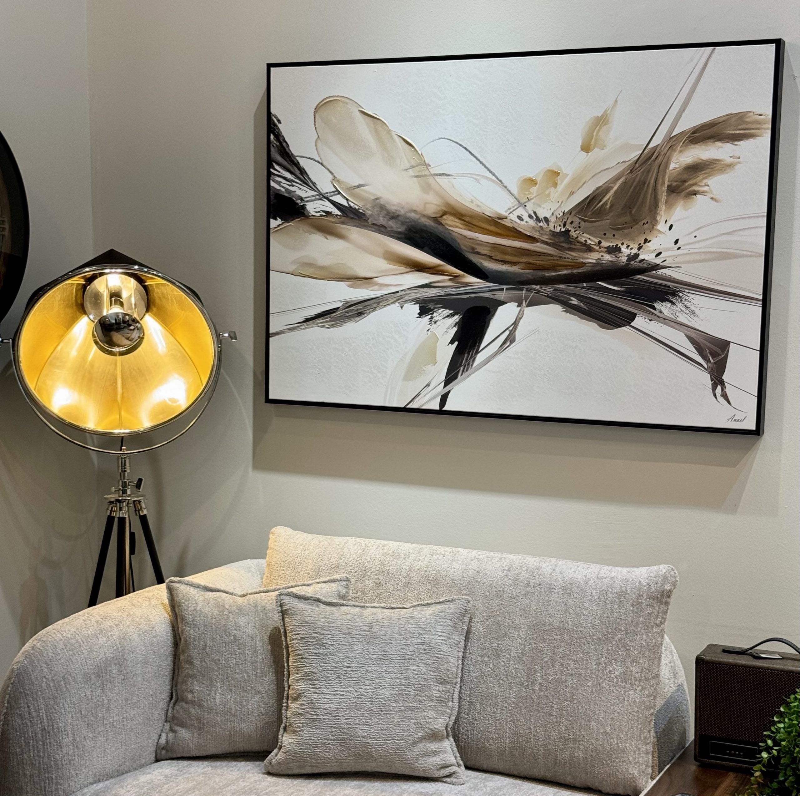 תמונה צבעים חומים עבודת יד שמן אנאל מסגרת שחורה תמונה צבעים חומים עבודת יד שמן אנאל מסגרת שחורה