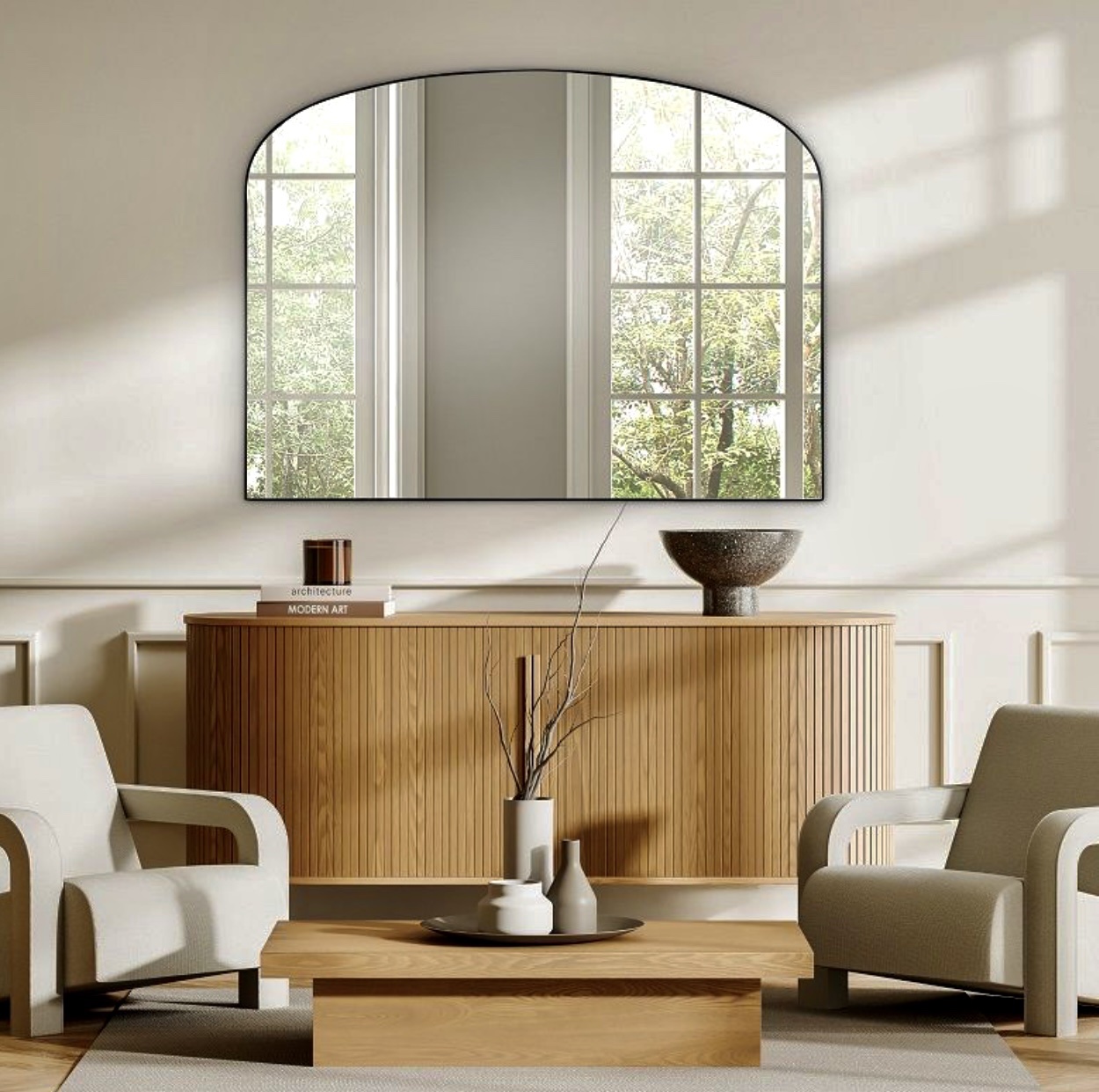 מראה חצי מעוגלת שחור דגם שחם מראה חצי מעוגלת שחור דגם שחם