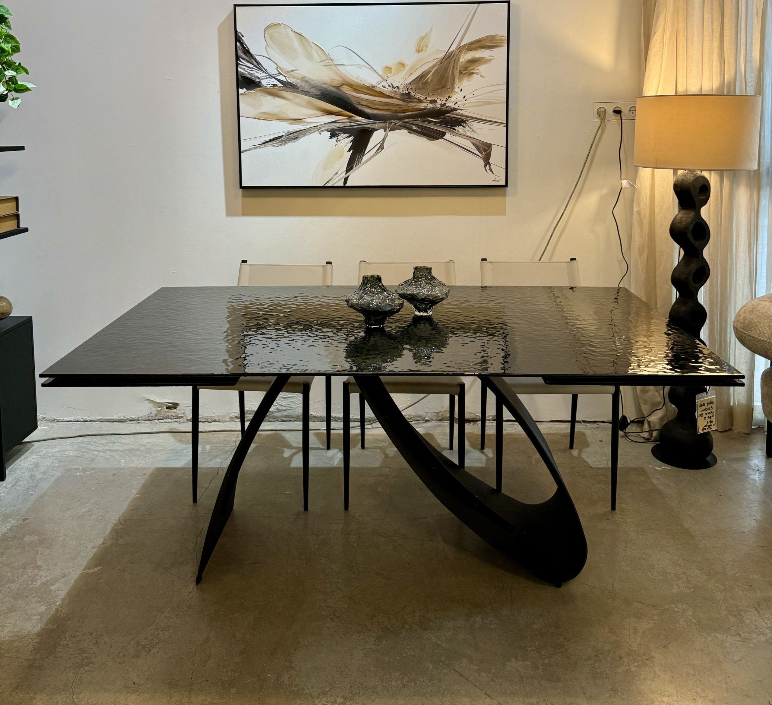 שולחן פינת אוכל זכוכית שחורה דגם לוקה שולחן פינת אוכל זכוכית שחורה דגם לוקה