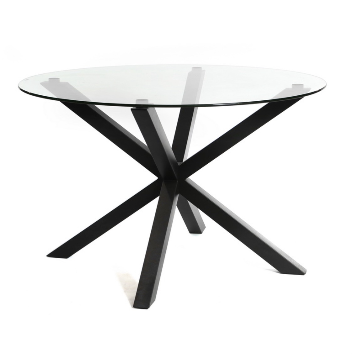 שולחן זכוכית עגול רגלי נירוסטה שחור מט שולחן זכוכית עגול רגלי נירוסטה שחור מט