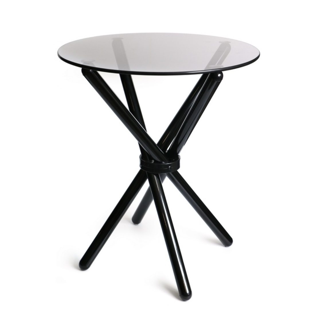 שולחן צד זכוכית עגול רגל שחור ישרה דגם נוקס שולחן צד זכוכית עגול רגל שחור ישרה דגם נוקס
