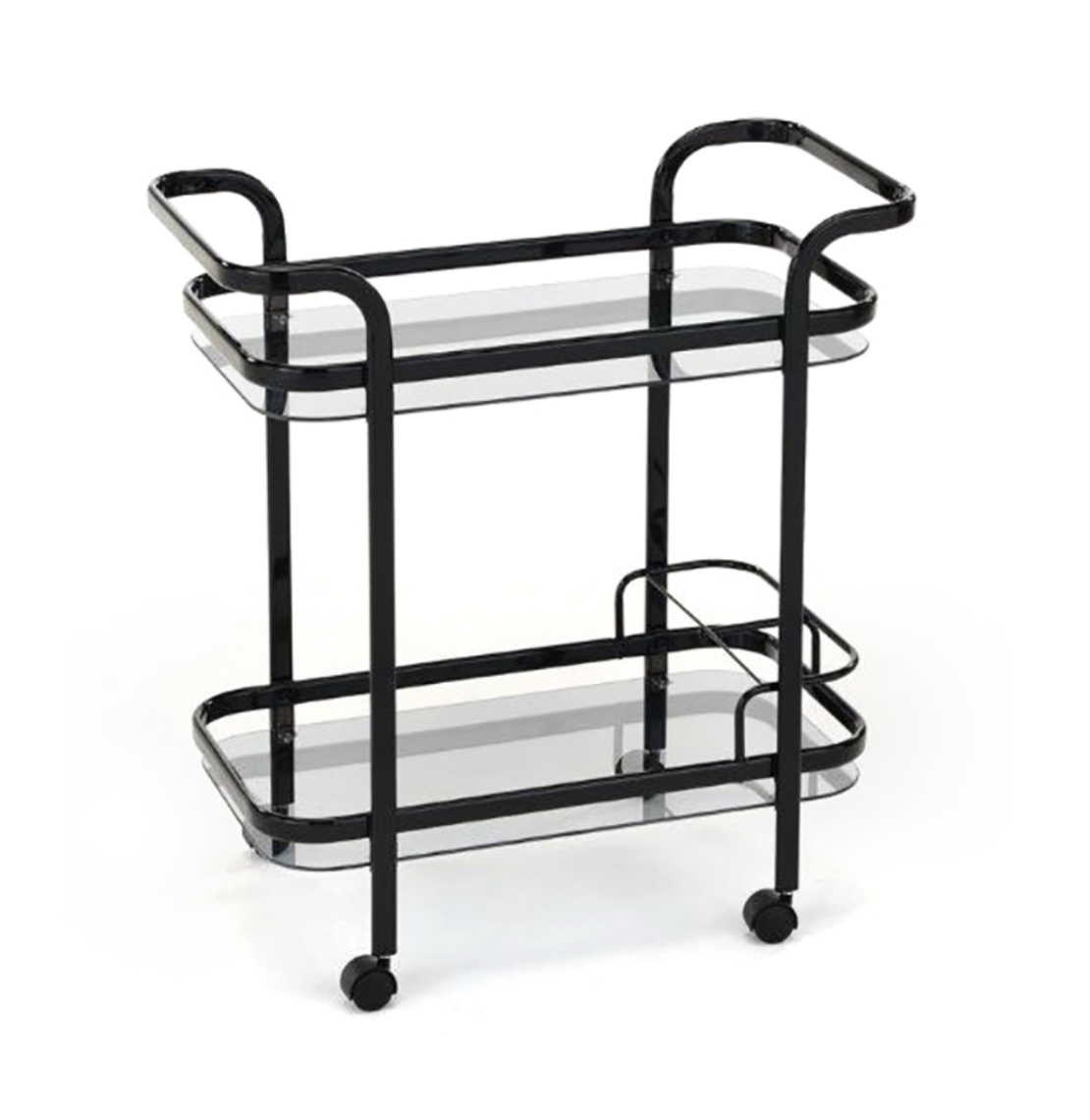 עגלה מלבנית מתכת שחורה זכוכית אפורה דגם נוקס עגלה מלבנית מתכת שחורה זכוכית אפורה דגם נוקס