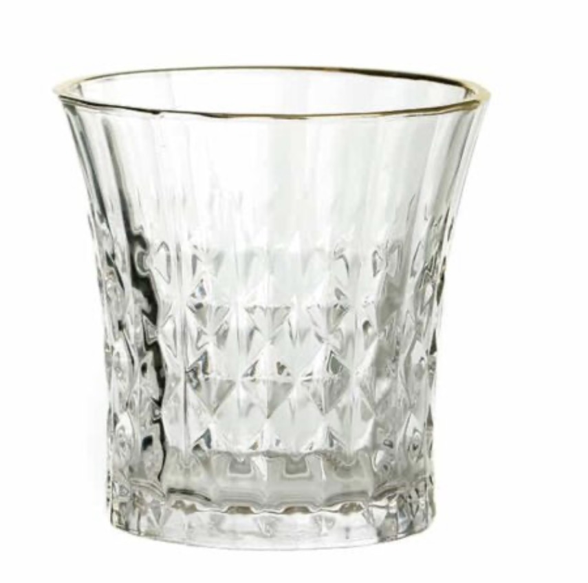 סט 6 כוסות שתיה קרה זכוכית מעויינים ועיטורי זהב סט 6 כוסות שתיה קרה זכוכית מעויינים ועיטורי זהב