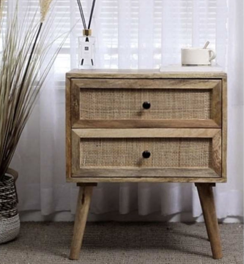 שידת צד דגם ווד 2 מגירות ראטן עץ מנגו שידת צד דגם ווד 2 מגירות ראטן עץ מנגו