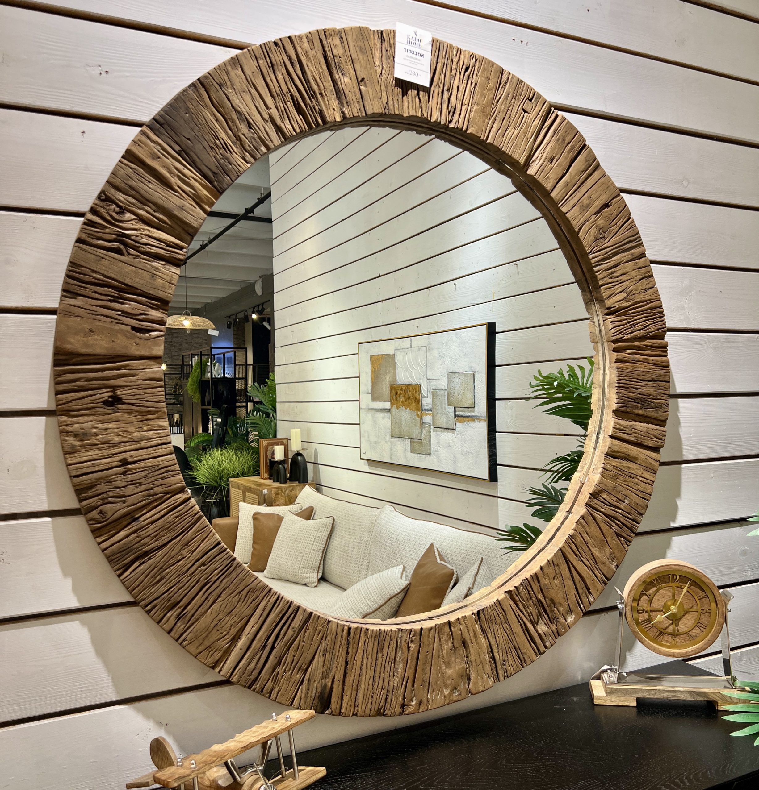 מראה עץ עגולה דגם אמבסדור