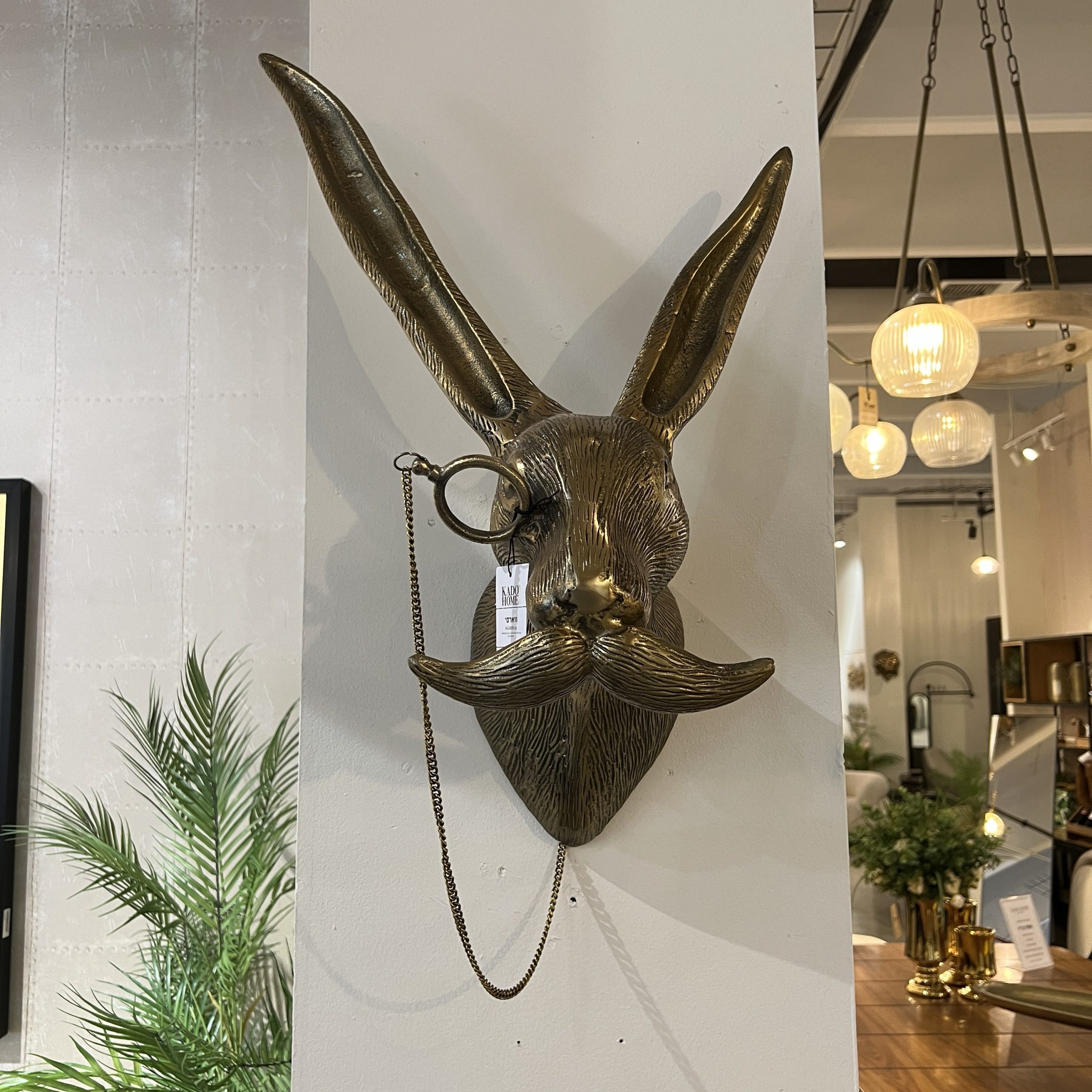 פסל ראש ארנב תליה קיר זהב ענק פסל ראש ארנב תליה קיר זהב ענק