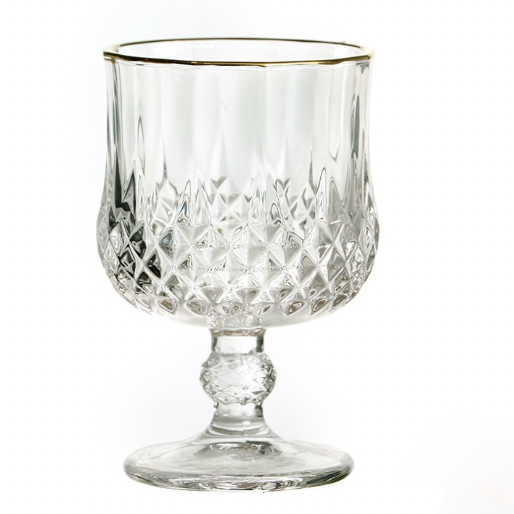 סט 6 גביעי שתיה קרה מעויינים זכוכית פס זהב סט 6 גביעי שתיה קרה מעויינים זכוכית פס זהב