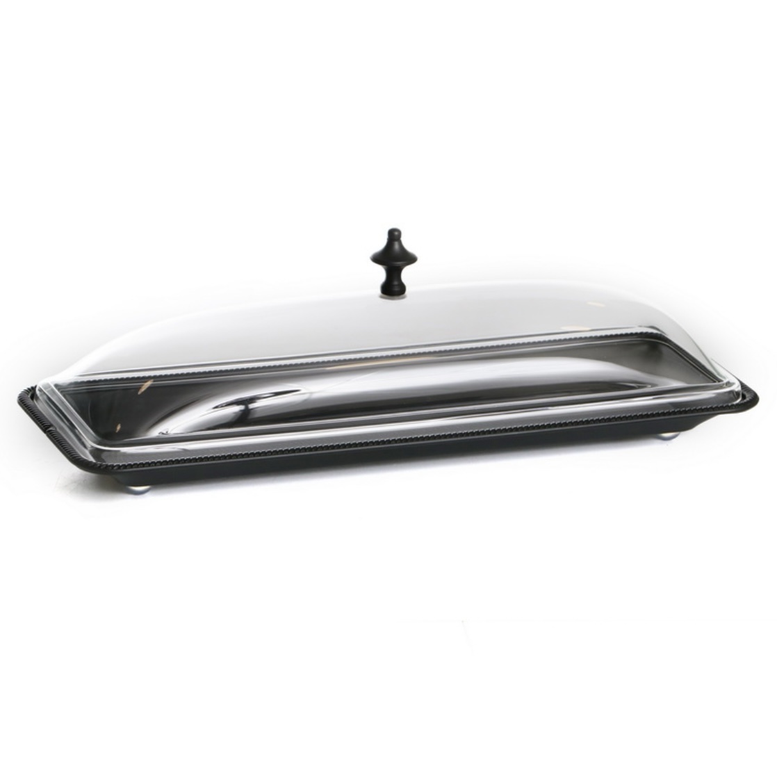 מגש מלבני מתכת שחור פעמון אקרילי שקוף