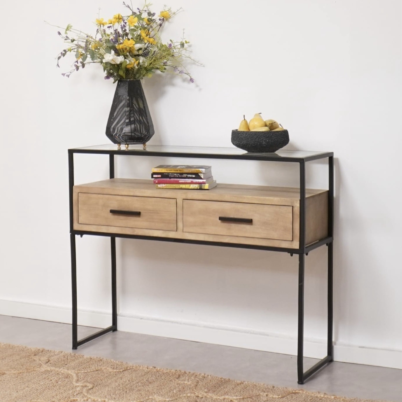 קונסולה 2 מגירות ניו יורק דגם שחם קונסולה 2 מגירות ניו יורק דגם שחם